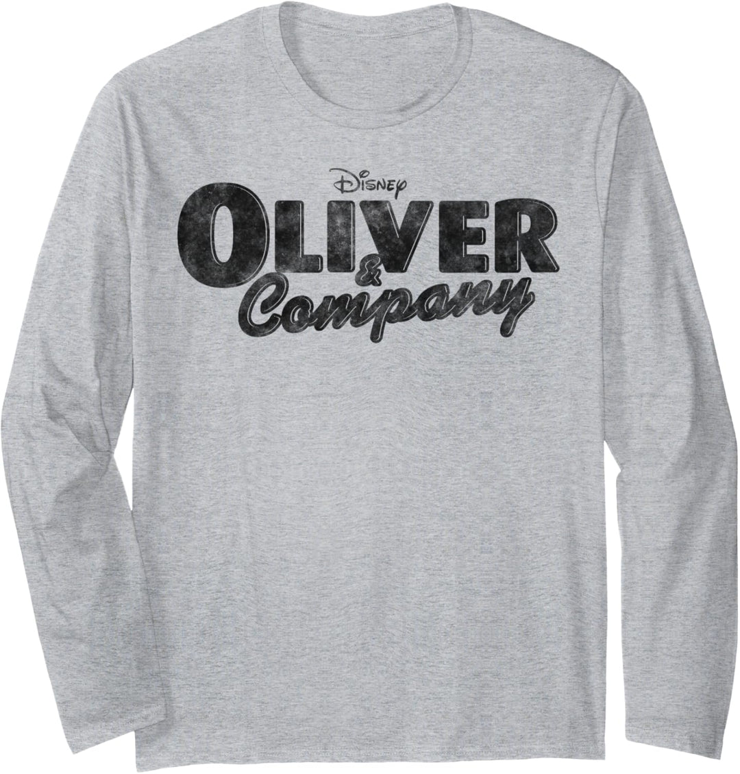 Disney Oliver & Company Black Movie Logo Langarmshirt
