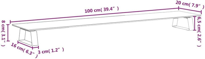 vidaXL Monitorständer Weiss 100x20x8 cm Hartglas und Metall 100 x 20 x 8 cm Weiss, 100 x 20 x 8 cm W