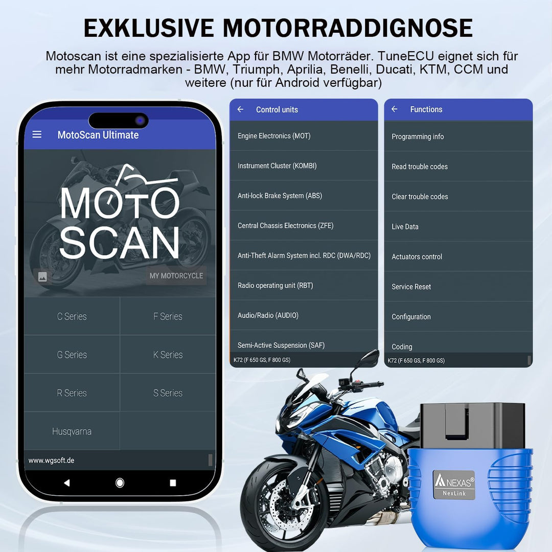 AUTOPHIX Nexlink OBD2 Bluetooth 5.0 Diagnosegerät Auto für Autos und Motorräder, OBD2 Bluetooth Adap