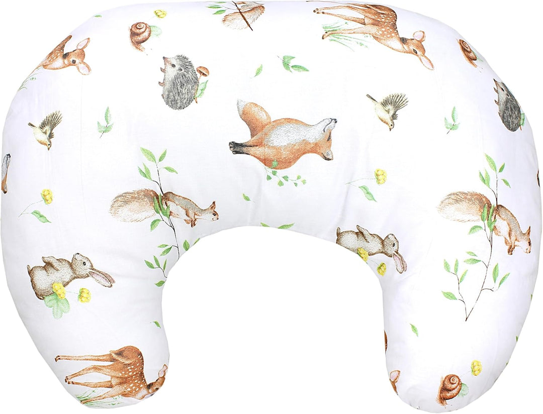 TupTam Baby Stillkissen Klein mit Baumwoll-Bezug, Farbe: Waldtiere/Igel/REH/Fuchs/Kaninchen/Beige Wa