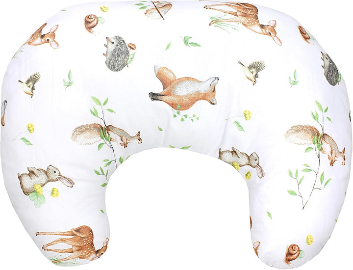 TupTam Baby Stillkissen Klein mit Baumwoll-Bezug, Farbe: Waldtiere/Igel/REH/Fuchs/Kaninchen/Beige Wa