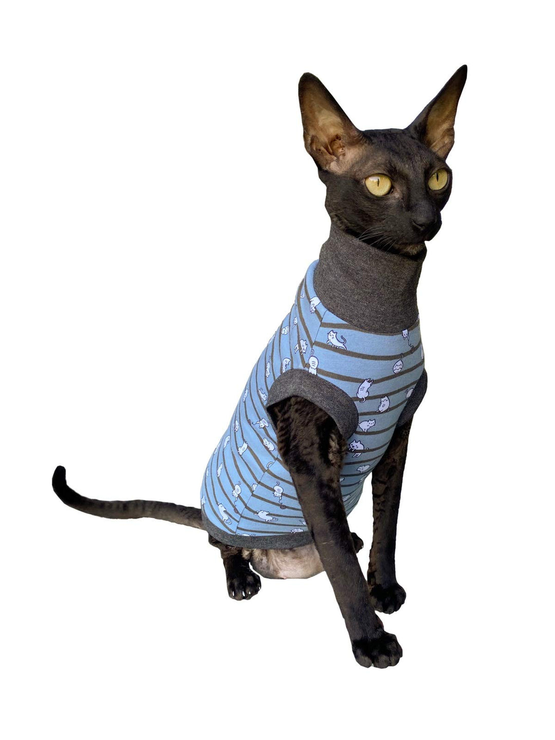Kotomoda Sphynx Katzen Kleidung Rollkragen Kleine Katzen blau (L), L