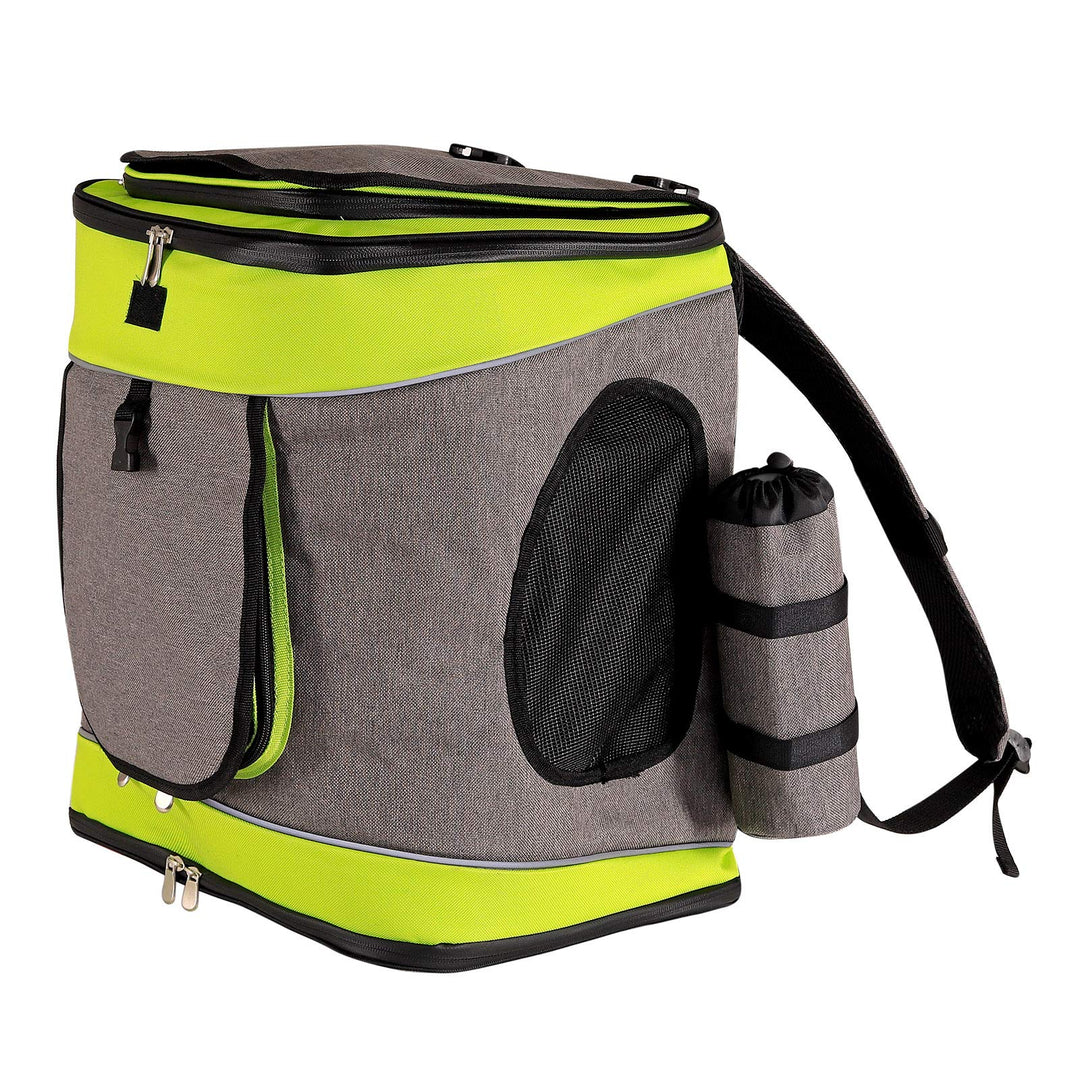 lionto Hunderucksack faltbarer Katzenrucksack Hundetransporttasche Haustiertragetasche, grau/grün, G