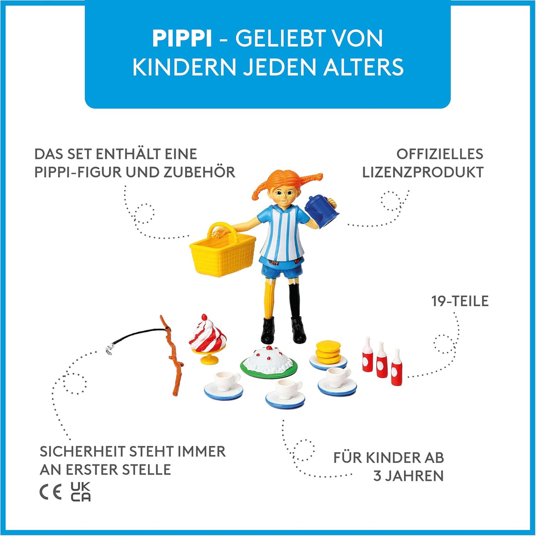 Pippi Langstrumpf Zubehör-Set Kaffeekränzchen – Offiziell Lizenziertes Produkt – Puppenhauszubehör f