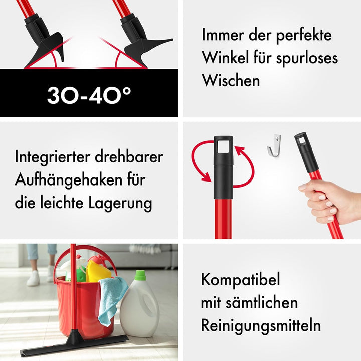 Tyroler Double-Blade Floor Squeegee 43CM - Silicone or Rubber Head, 140CM 4-Part Steel Handle - Vers