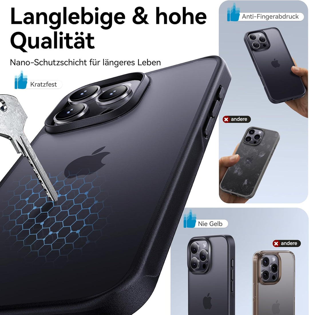 CASEKOO 9-Jahr-Klassiker für iPhone 16 Pro Hülle [TOP Militärschutz] Stossfeste Kratzfeste Schutzhül