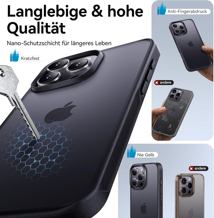 CASEKOO 9-Jahr-Klassiker für iPhone 16 Pro Hülle [TOP Militärschutz] Stossfeste Kratzfeste Schutzhül