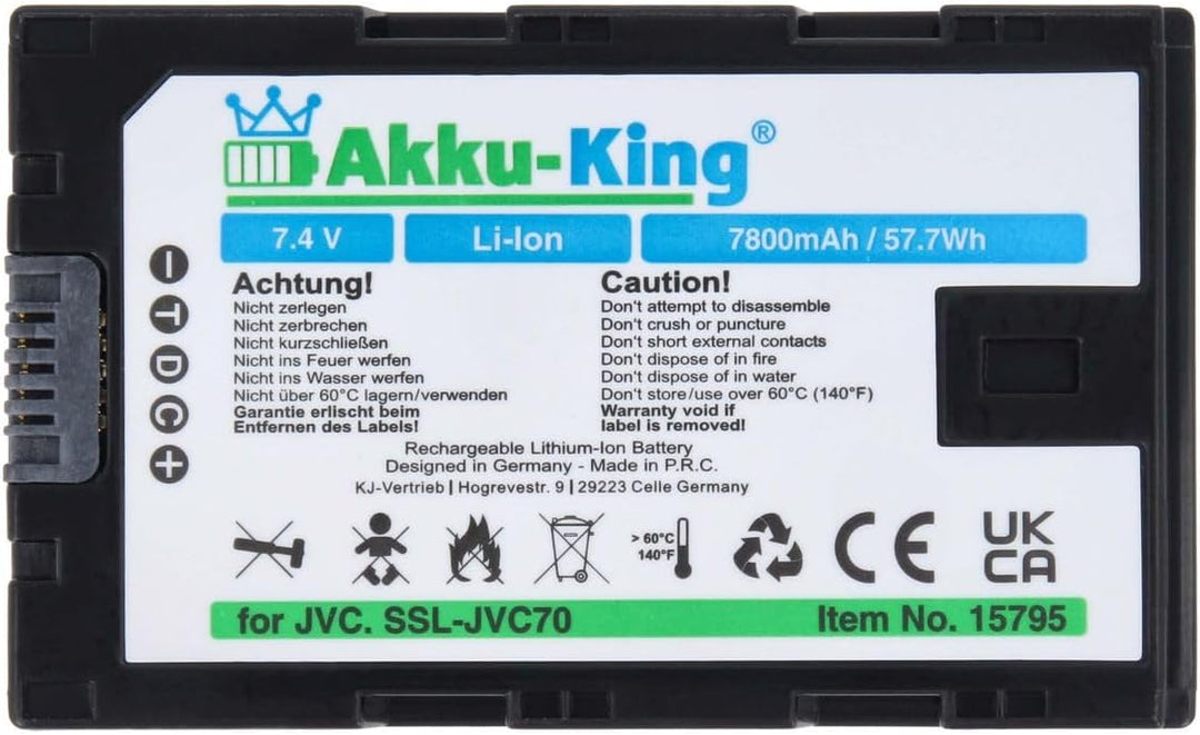 Akku-King Akku kompatibel mit JVC SSL-JVC50 - Li-Ion 7800mAh - für GY-HM200, GY-HM600, GY-HM650 - mi