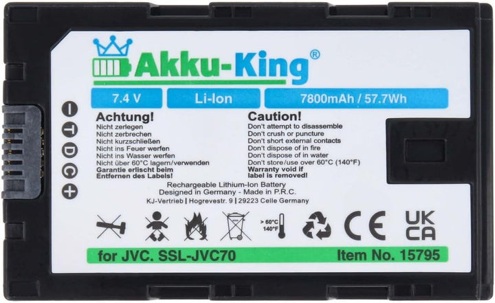 Akku-King Akku kompatibel mit JVC SSL-JVC50 - Li-Ion 7800mAh - für GY-HM200, GY-HM600, GY-HM650 - mi