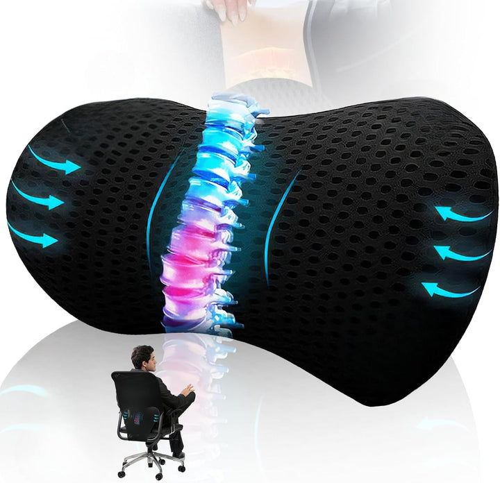 Lumbar Support Pillow aus Memory Foam, Ergonomisches Lendenwirbelkissen mit Gurte, Kissen für rücken