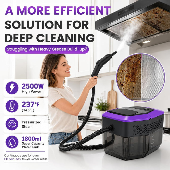 2500W Dampfreiniger Handgerät 15-Sekunden-Aufheizung 145℃ Tragbarer Dampfreiniger für Zuhause mit 18