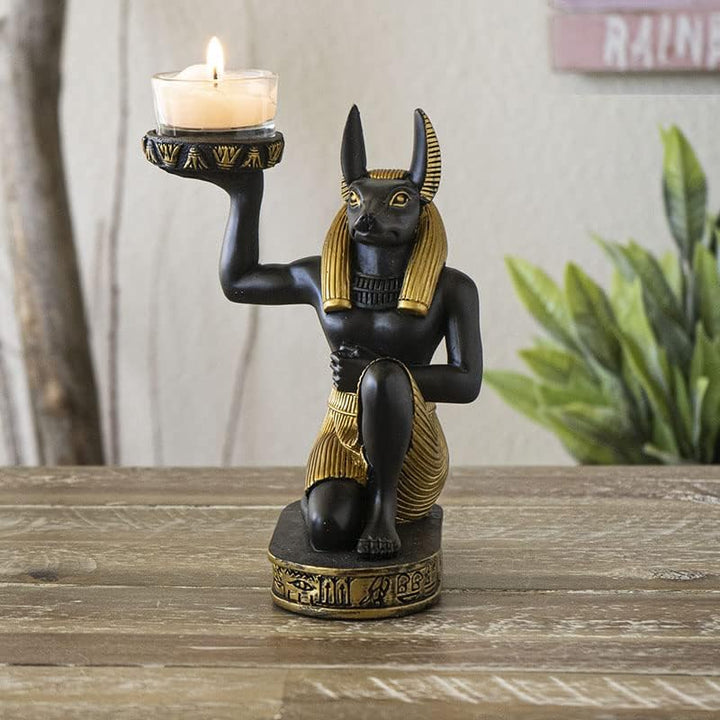 Teelichthalter Anubis Figur kniend | Ägyptische Deko