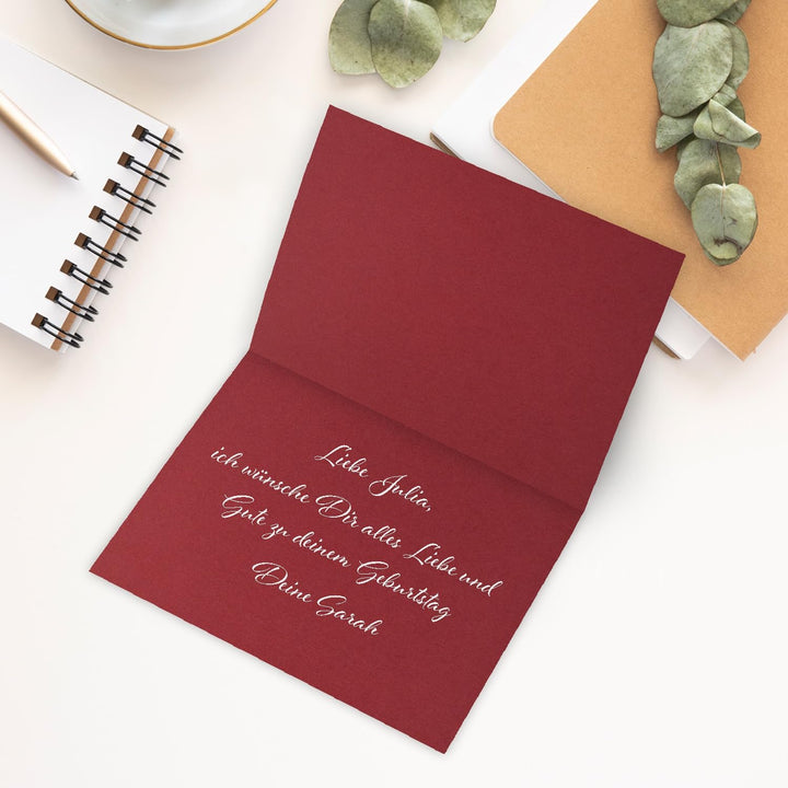 50 Faltkarten B6 - Dunkel-Rot - PREMIUM QUALITÄT - 11,5 x 17 cm - sehr formstabil - für Drucker geei