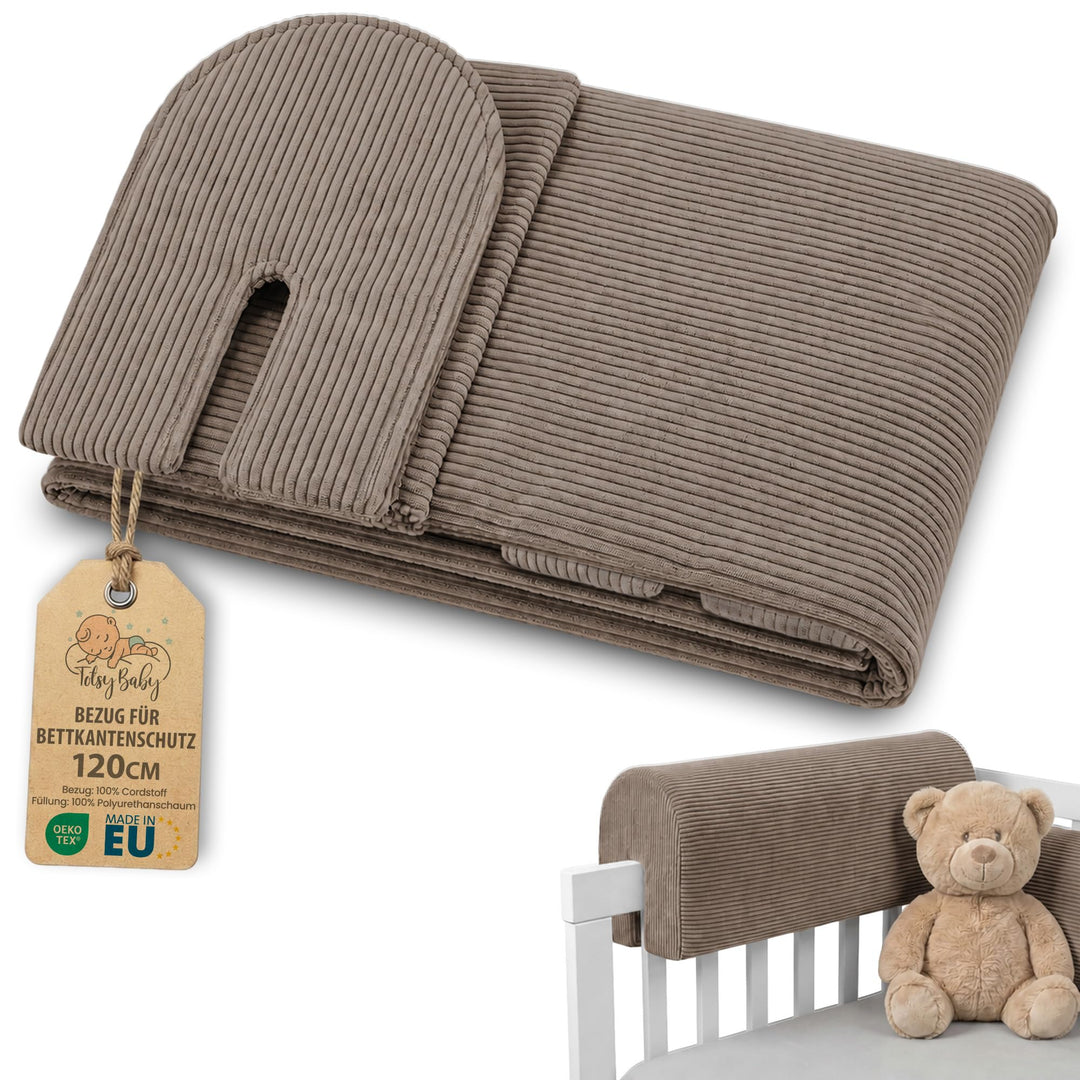 Bezug für Bettkantenschutz für Kinderbetten 120 cm - Schutz für Bettrahmen Baby Bett rausfallschutz