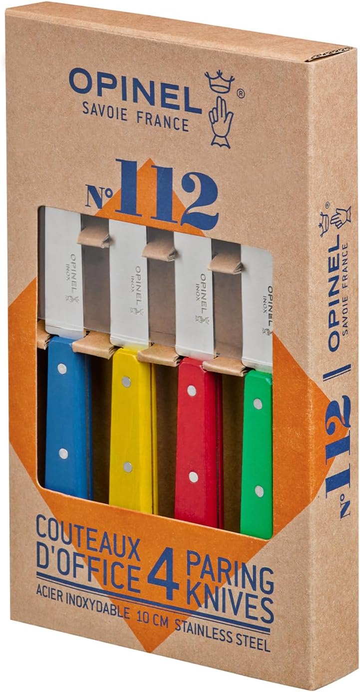 Opinel OP01233 Messerblock, BuchenholzOpinel Küchenmesser, Set mit 4 Messern,, Edelstahl, mehrfarbig