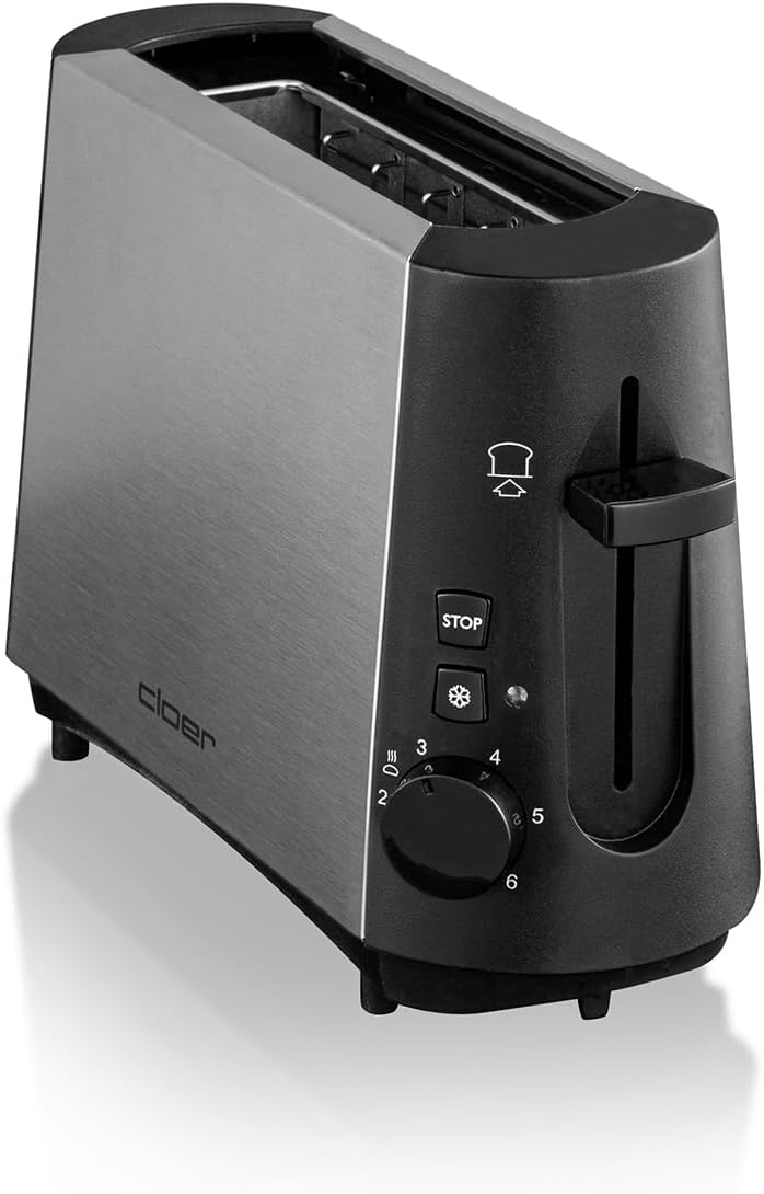 Cloer 3890 Single-Toaster, Minitoaster für 1 Toastscheibe, 600 W, "Auftau-Funktion", Krümelschublade