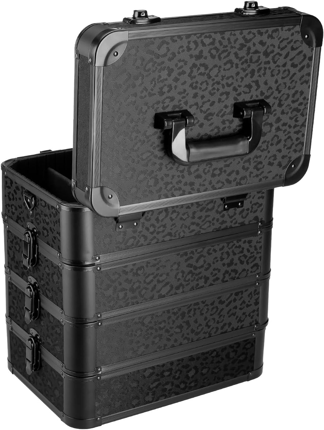 anndora Universalkoffer Etagenkoffer 23 Liter Werkzeugkiste 4 Ebenen – Leo Panther Design – komplett