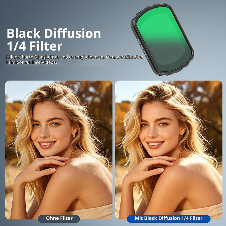 VUTALUXE CPL Schwarz Diffusionsfilter 1/4 VND2-32 Weitwinkelobjektiv für DJI Osmo Pocket 3 / Osmo Po