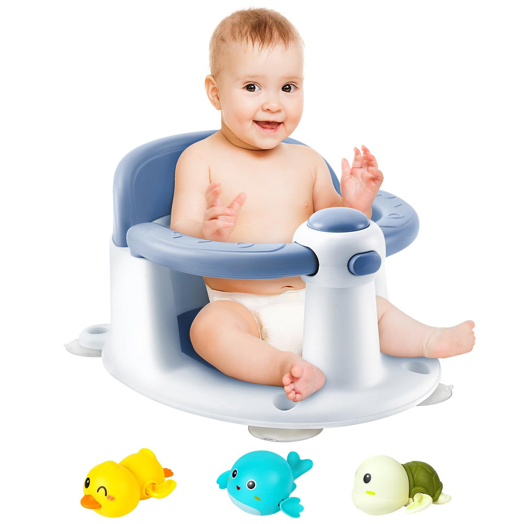 Baby Badesitz - Badewannensitz ab 6 bis 24 monate - Badewannen mit 4-starken Saugnäpfen und 360° Run