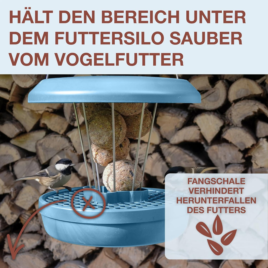 SWISSINNO Vogelfutterhaus zum Aufhängen – Lucerne SMART Birds - Meisenknödelhalter mit Auffangschale