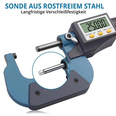 AUTOUTLET Micrometer Digitale Bügelmessschraube 25-50mm/ 0.001mm, Hohe Präzision LCD Digitale Mikrom