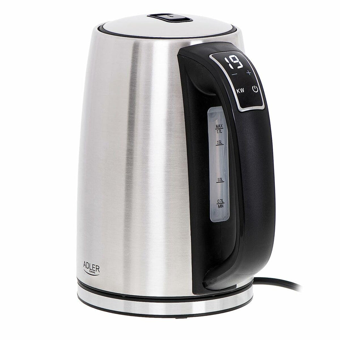 ADLER AD 1340 1,7L Stahlkessel mit LCD, Wasserkocher mit Temperaturkontrolle, silber