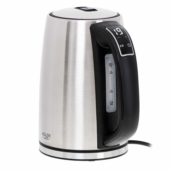 ADLER AD 1340 1,7L Stahlkessel mit LCD, Wasserkocher mit Temperaturkontrolle, silber
