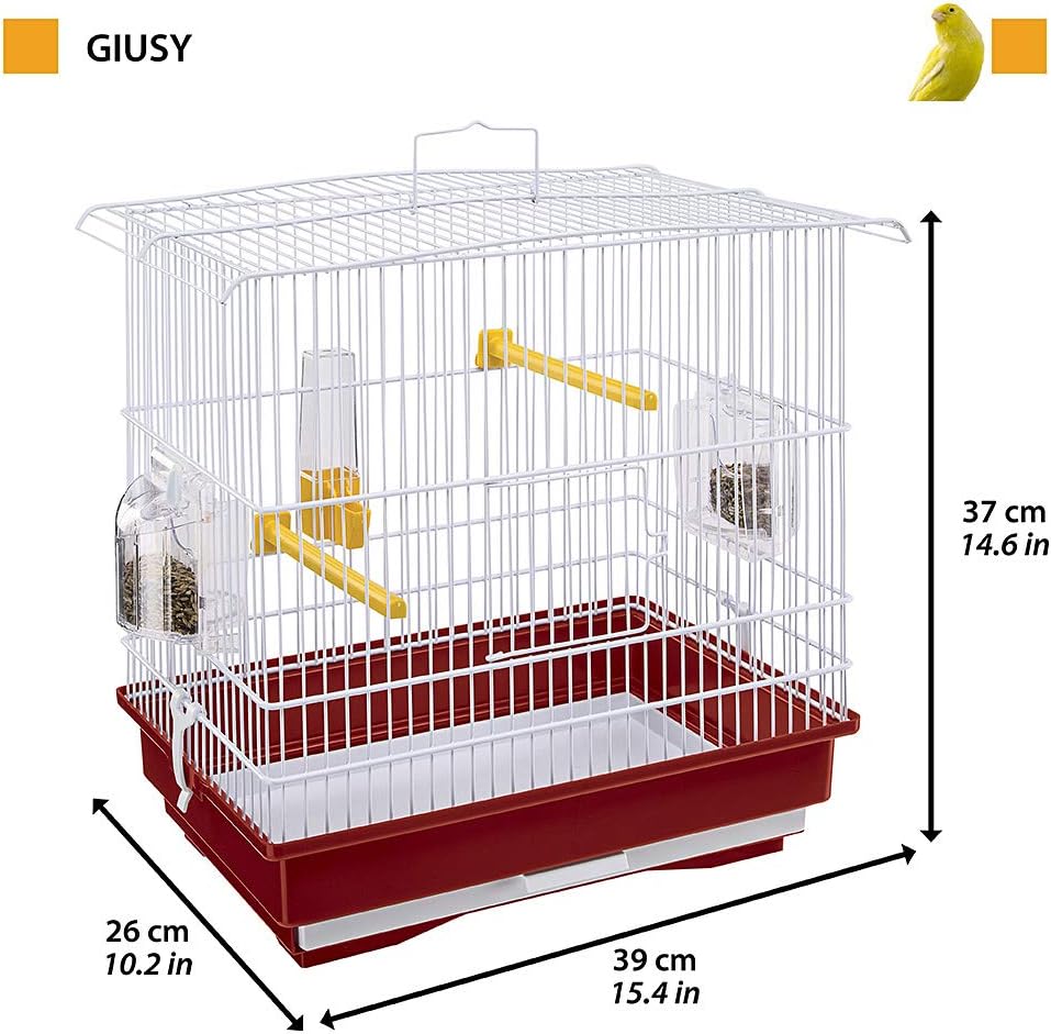 Ferplast Vogelkäfig Kanarienvogel, inkl. Vogelspielzeug, Vogel-Futternapf, Vogel-Sitzstangen, Weiss,