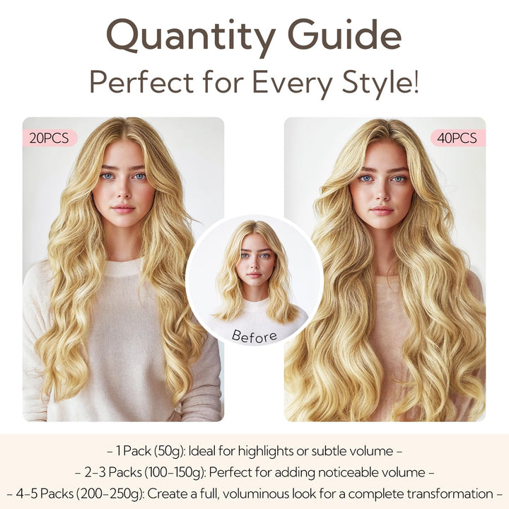 hotbanana Tape in Extensions Echthaar, 35cm Tape Extensions Echthaar 14 Zoll 20 Stück 50g Platinblon