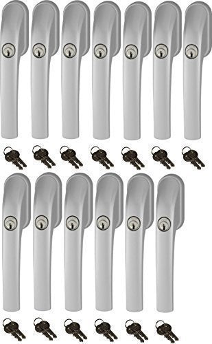 Abus FG300 abschliessbarer Fenstergriff, Silber, im Set 13 Stück alle gleichschliessend mit insgesam