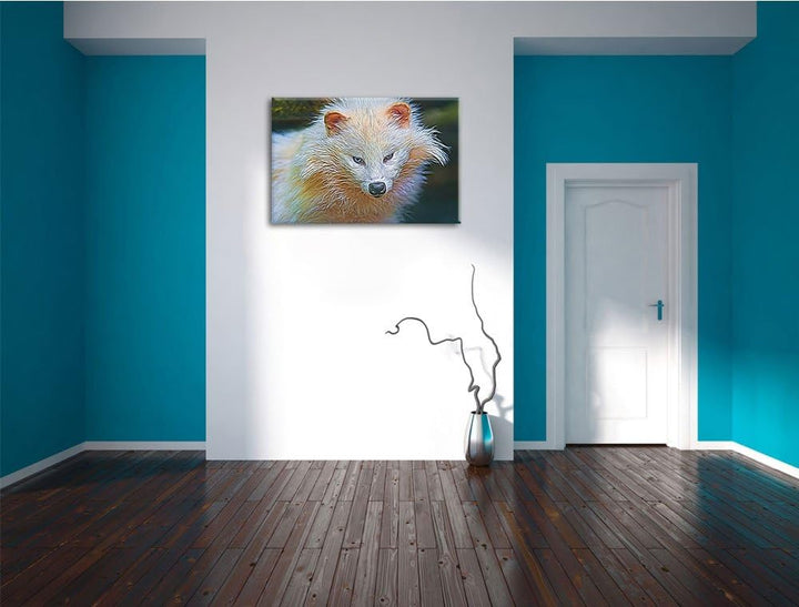 kleiner Polarfuchs Deluxe Format: 100x70 cm auf Leinwand, XXL riesige Bilder fertig gerahmt mit Keil