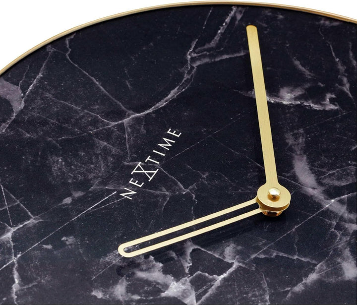 NeXtime Marble Wanduhren, Glas, Schwarz, Ø 40 cm
