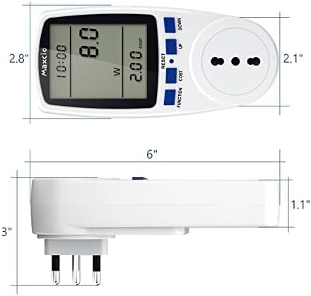 Maxcio Strommessgerät mit LCD-Display, italienischer Stecker 16 A, Hintergrundbeleuchtung, Leistungs