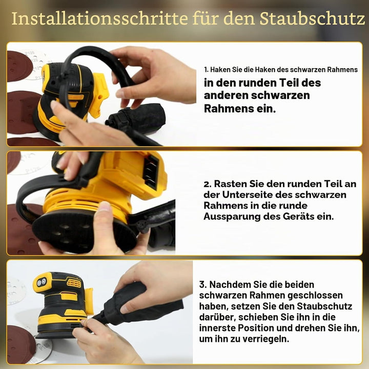 Exzenterschleifer, Akku-Rundschleifer kompatibel mit 18V 20V DEWALT Akkus, bürstenloser Motor, 11000