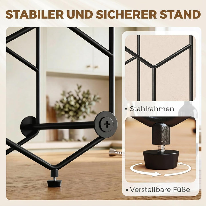 HOMCOM Weinregal für 13 Flaschen Flaschenregal Flaschenhalter mit Wabendesign Verstellbaren Füssen K