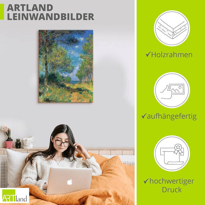ARTland Leinwandbilder Wandbild Bild auf Leinwand 45x60 cm Wanddeko Natur Bäume Gräser Sommer Nadelb