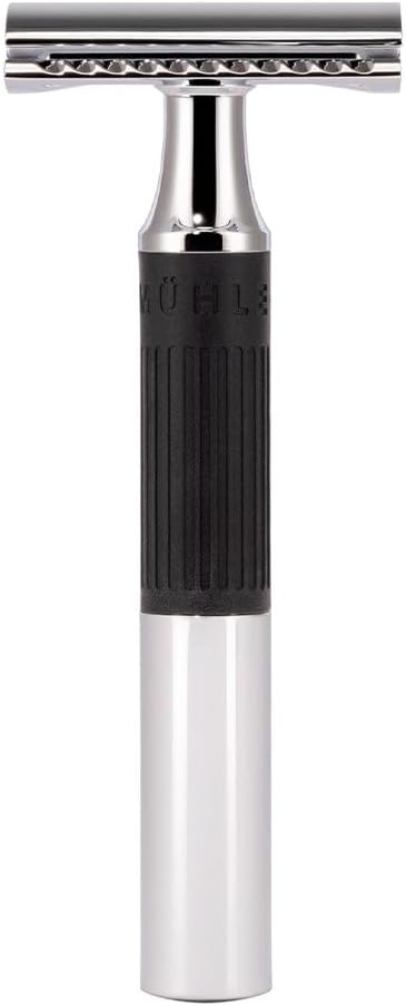 MÜHLE NEO Bundle - 4 tlg. Set – Rasierhobel verchromt, Klingen, Creme, After Shave - geschlossener K