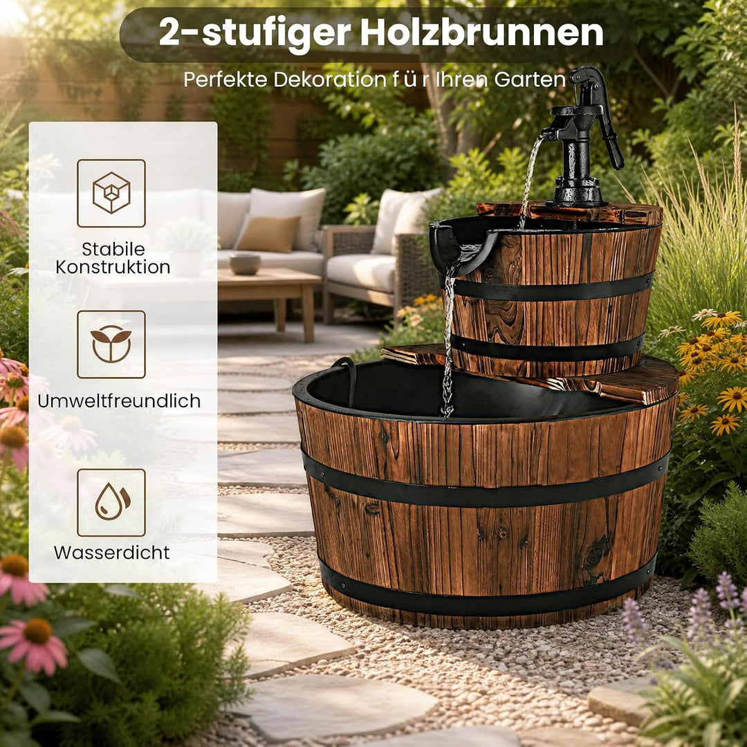 SOARS Gartenbrunnen 2-stufig, Springbrunnen mit Wasserpumpe &amp; einstellbarem Wasserdurchfluss, Wasser