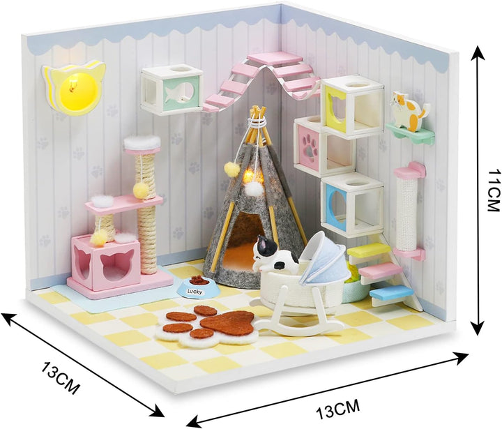 Cuteefun DIY Puppenhaus Miniatur Haus für Anfänger zum Bauen, Miniatur Puppenhaus zum Selber Bauen,