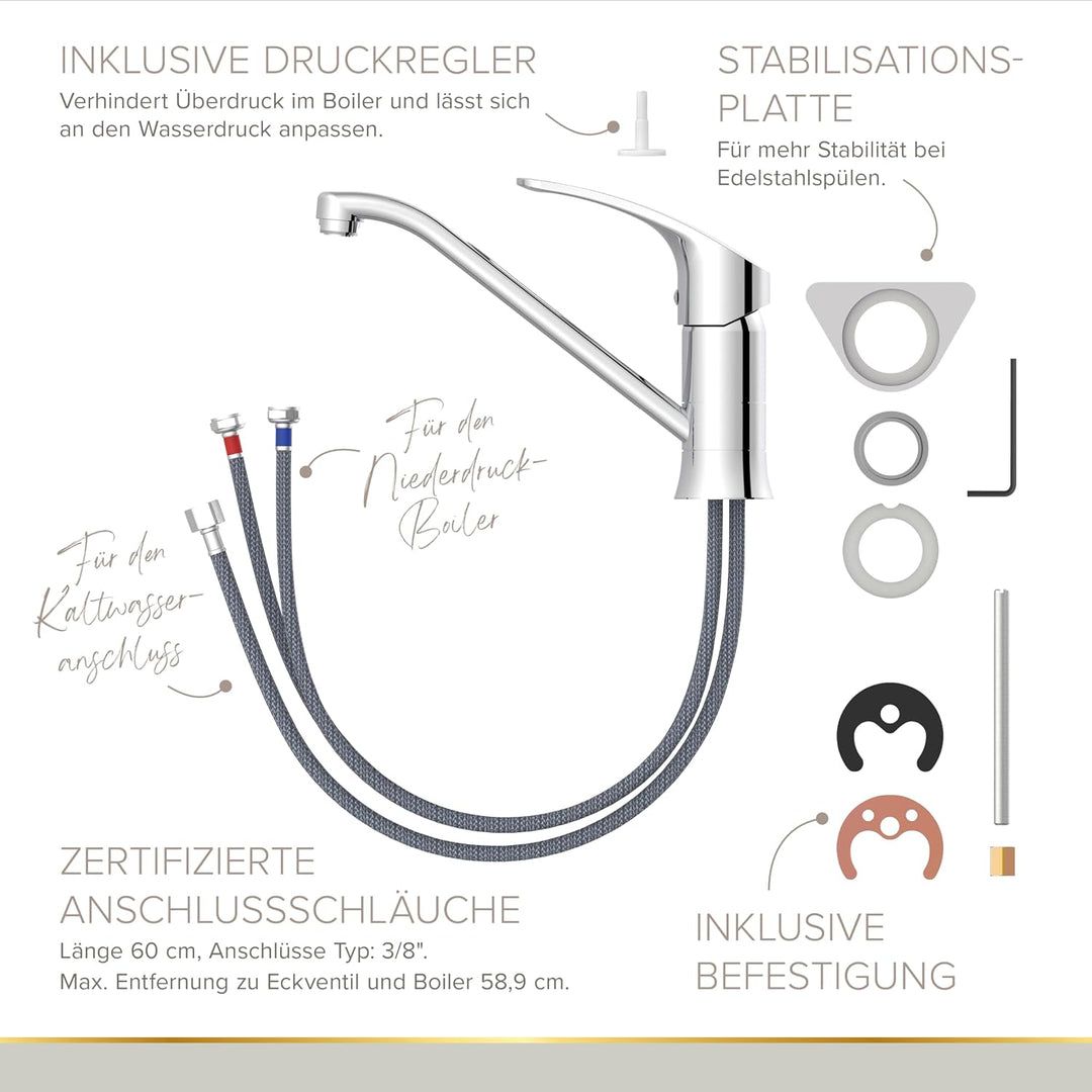 Lenz KELA Küchenarmatur, Niederdruck, chrom