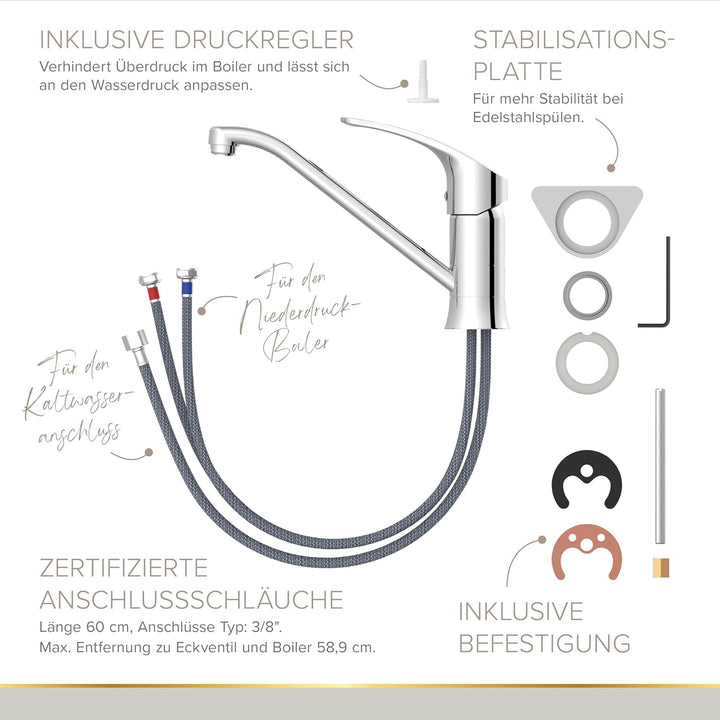 Lenz KELA Küchenarmatur, Niederdruck, chrom