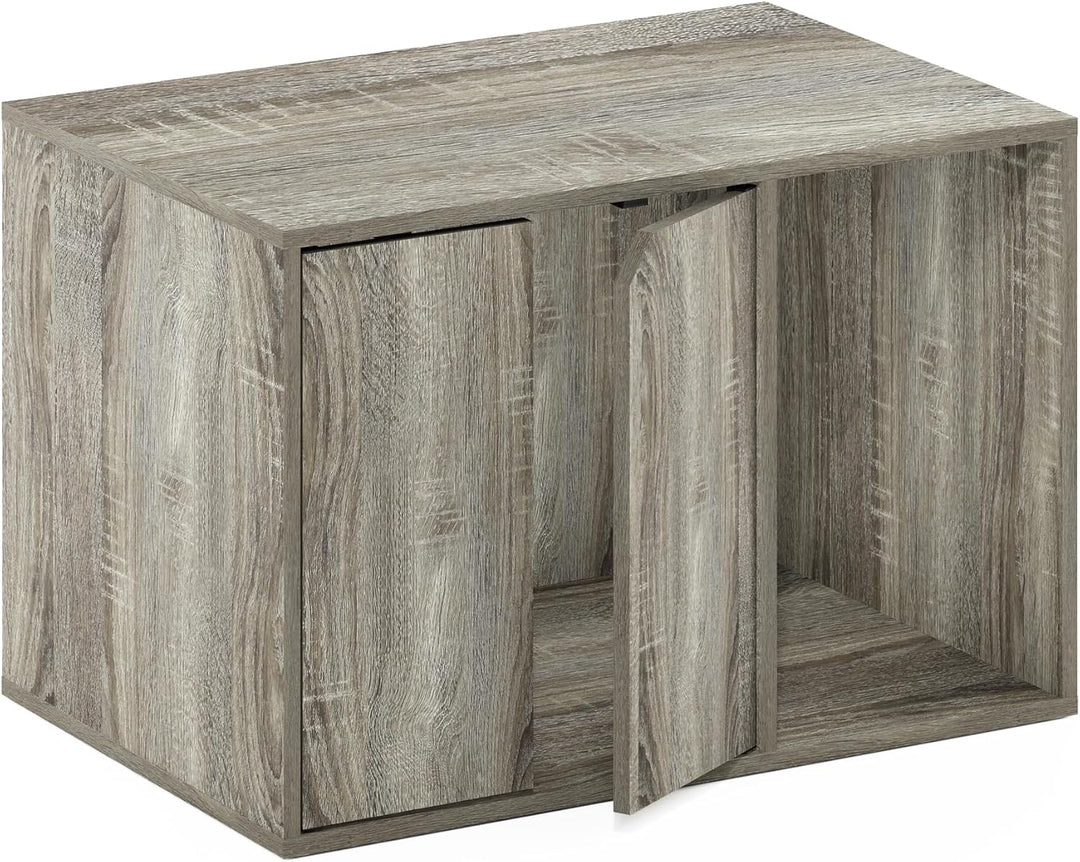 Furinno Peli Small Litter Box Enclosure, French Oak Grey French Oak Grey S, French Oak Grey S