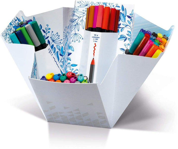 edding Colour Happy Big Box - 70er Set - Pinselstifte, Fasermaler, Gelroller, Pastellstift, Fineline