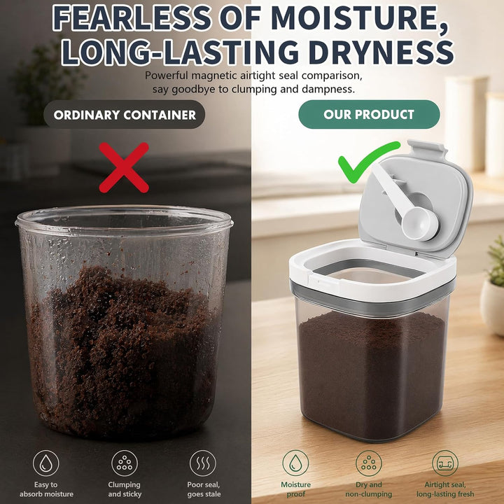 Kaffeedose Luftdicht, 1300ml Kaffeebohnen Behälter Kunststoff Lebensmittel Lagerung Container mit Lu