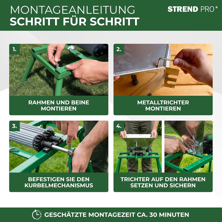 STREND PRO Traubenmühle 7 L Edelstahl mit Metallständer | Maischemühle Beerenmühle mit Handkurbel |