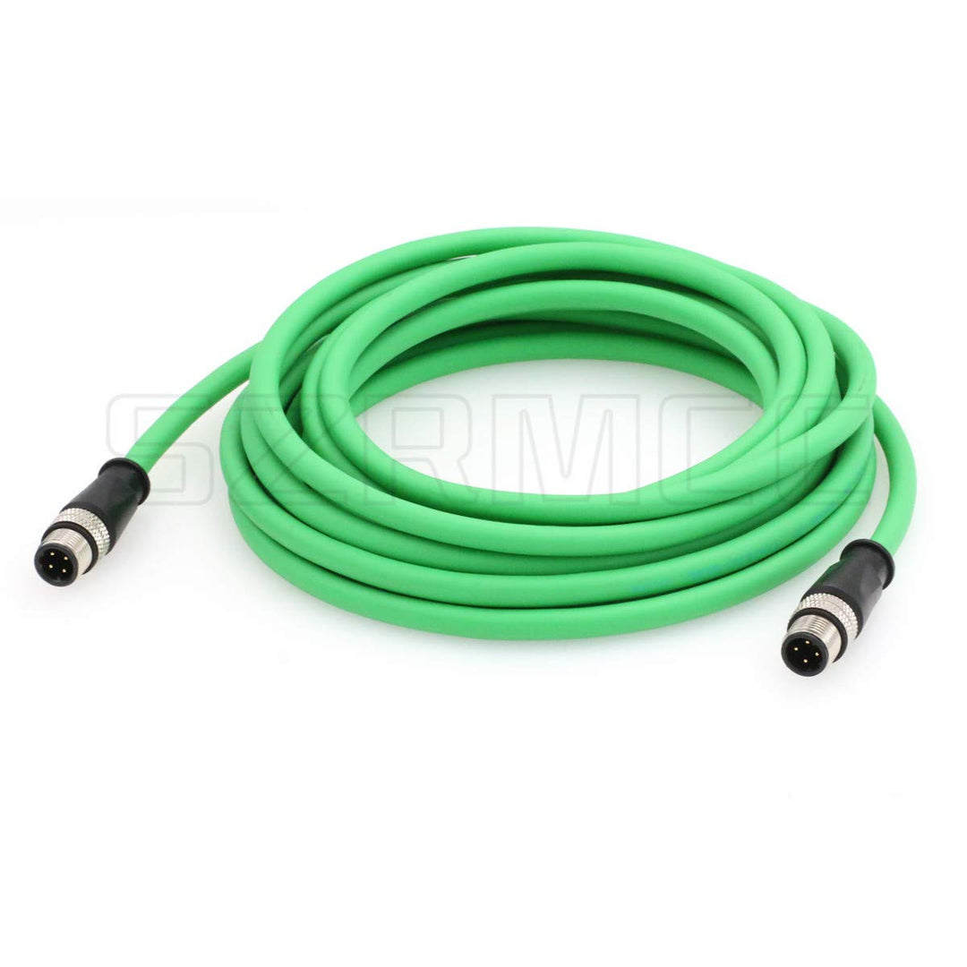 SZRMCC M12 Ethernet Kabel D-Code 4 Pin auf 4 Pin Stecker HighFlex Abgeschirmtes Netzwerkkabel für In
