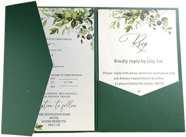 Grüne Hochzeitseinladungsumschläge, Perlpapier, 250 g/m², 25 Stück, Für Hochzeit Geburtstag Taufe Ei
