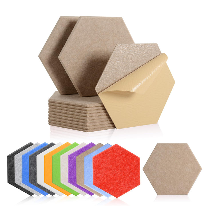 Rdutuok 12 Stück Selbstklebend Akustik Panel,30x26x1cm Hexagon Akustik Absorber Schallschutzplatten