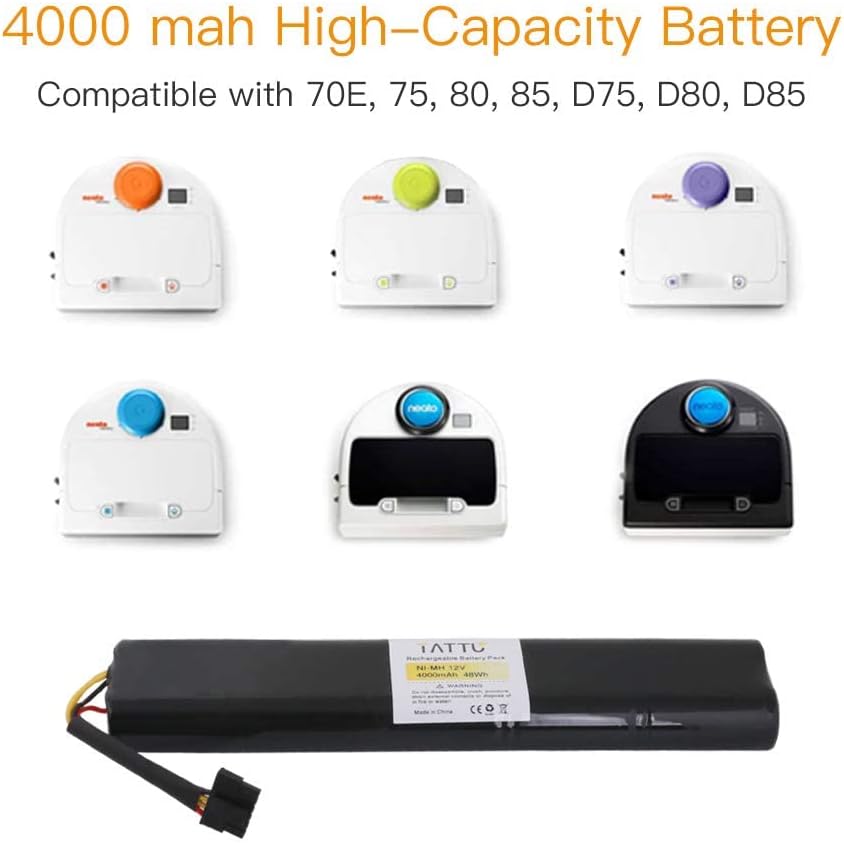 Tattu 12V 4000mAh NI-MH Akku für Neato Botvac D Series D85 D75 Akku und Botvac Series 70e, 75, 80, 8