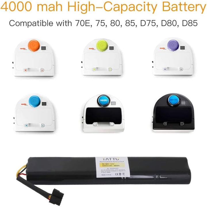 Tattu 12V 4000mAh NI-MH Akku für Neato Botvac D Series D85 D75 Akku und Botvac Series 70e, 75, 80, 8
